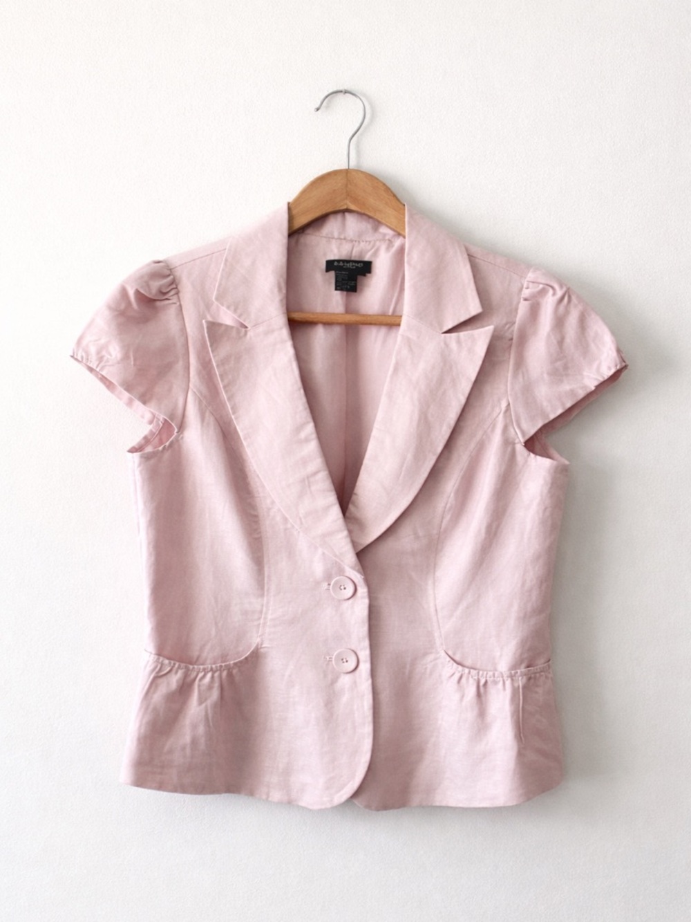 Sandro Cropped Blazer Pink Short Sleeve Size Large Tailored Chic - Picture 2 of 5